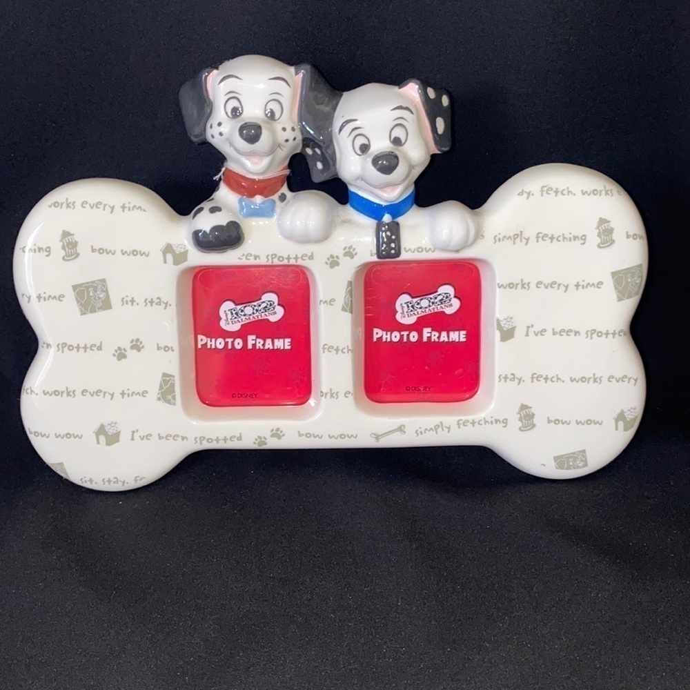 Disney 102 Dalmatians Photo Picture Frame Domino & Little Dipper puppy dog vntg